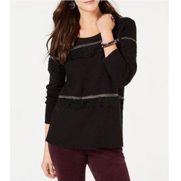 Style & Co Mixed-Knit Metallic-Striped Sweater - Picture 1 of 7